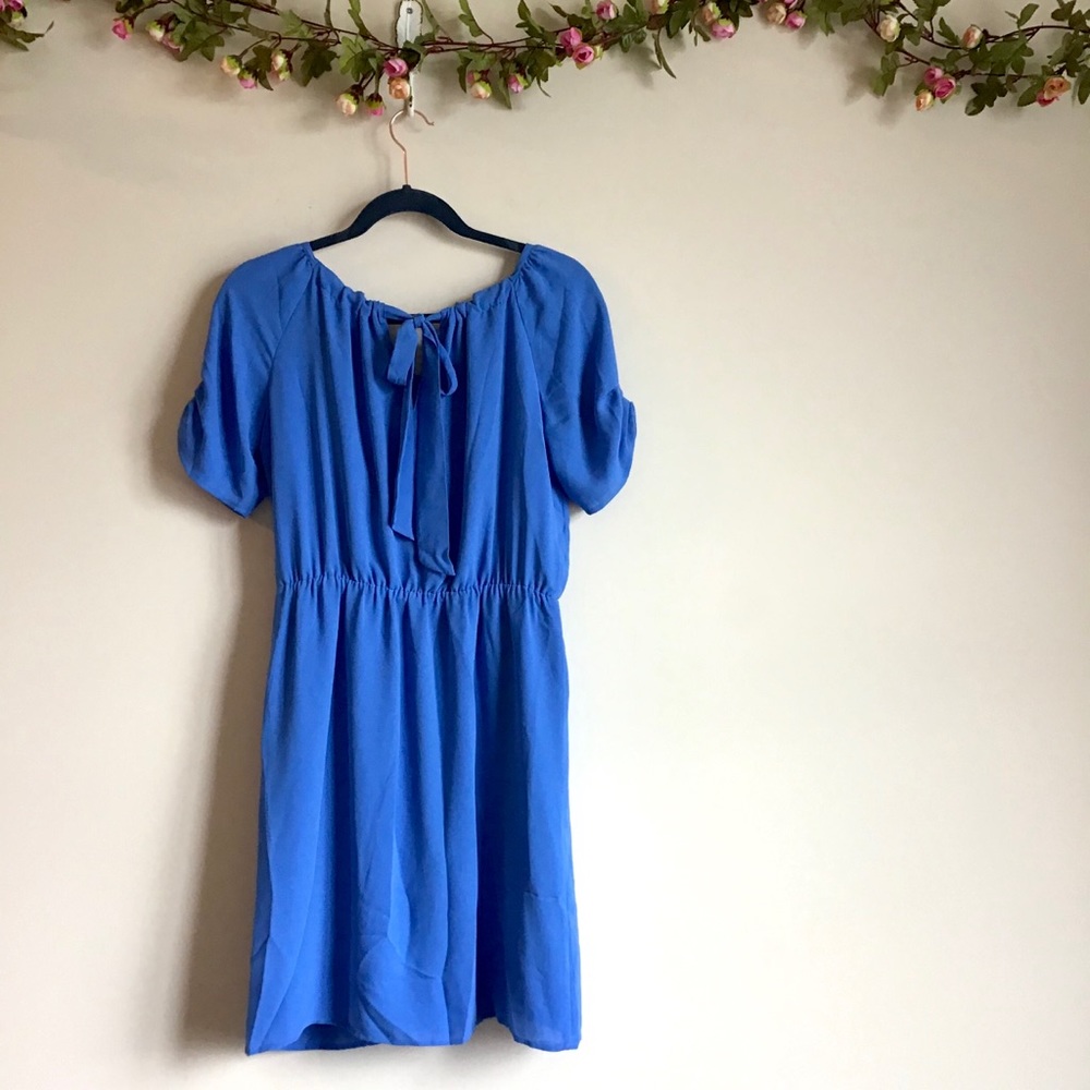 Ann Taylor LOFT blue short sleeve fit &flare dress - Picture 7 of 10